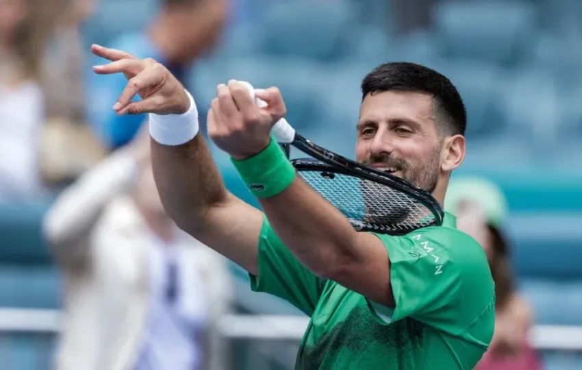 Novak Djokovic de Serbia celebrando. Foto: EFE. 