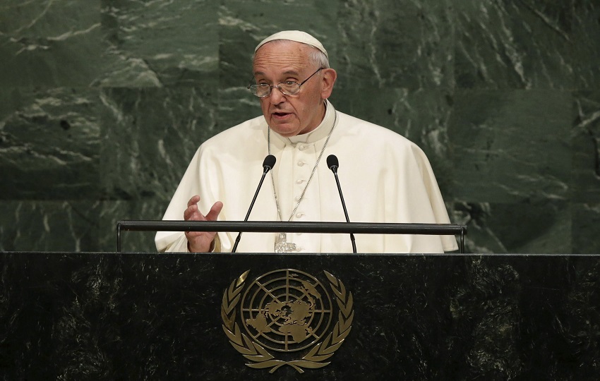 El papa Francisco ante la Asamblea General de las Naciones Unidas en Nueva York, Estados Unidos. Foto: EFE