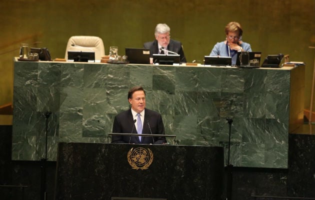 El presidente Juan Carlos Varela en su discurso de la ONU. 